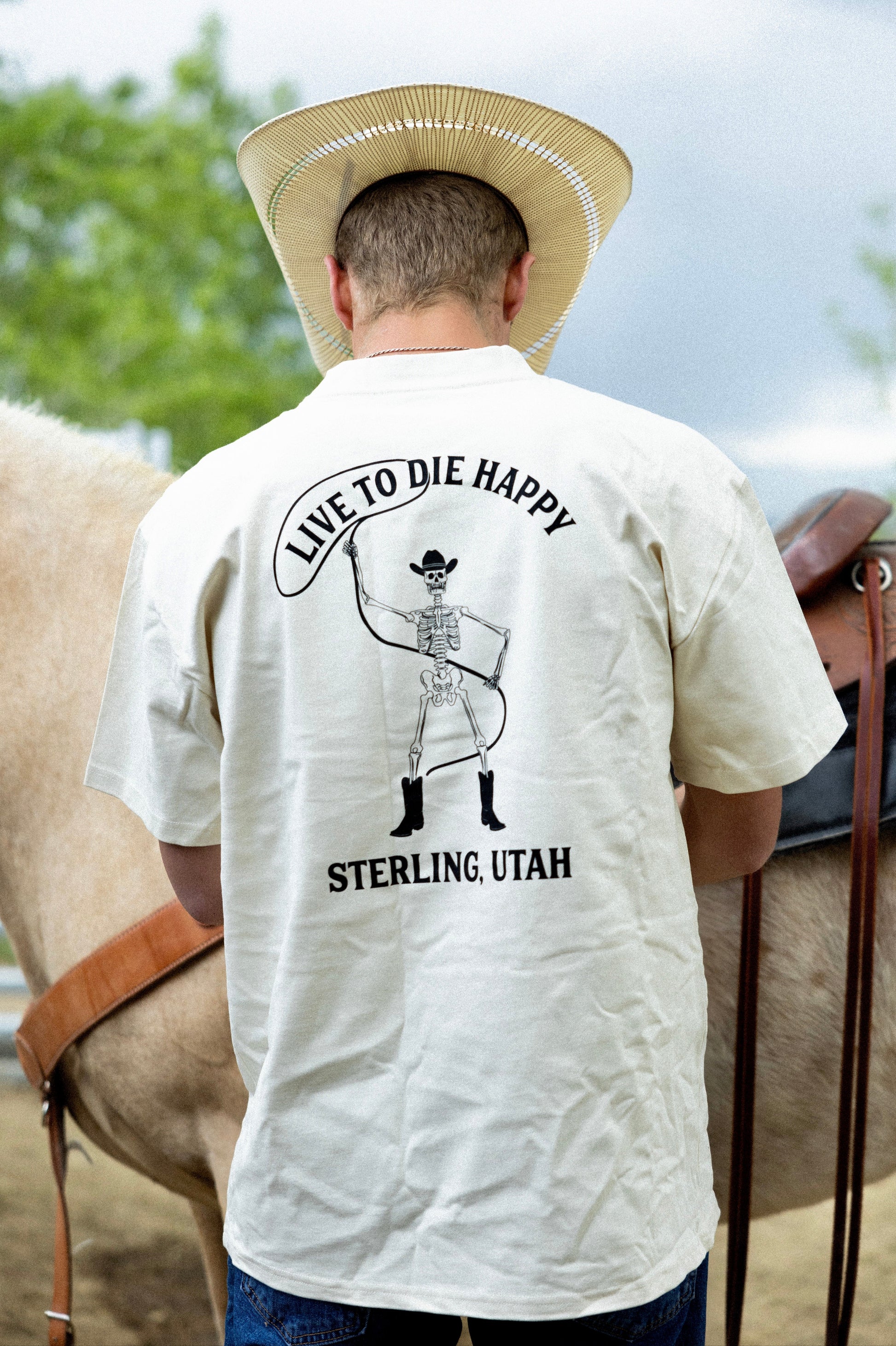 Ride Happy, Die Happy - Skeleton Cowboy Tee
